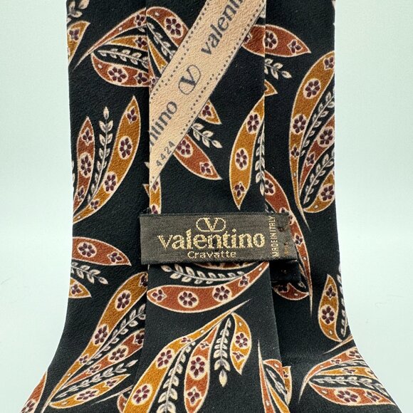 Valentino Garavani Silk Abstract Tie โ Black, Brown 1980s Made in Italy - Picture 3 of 9